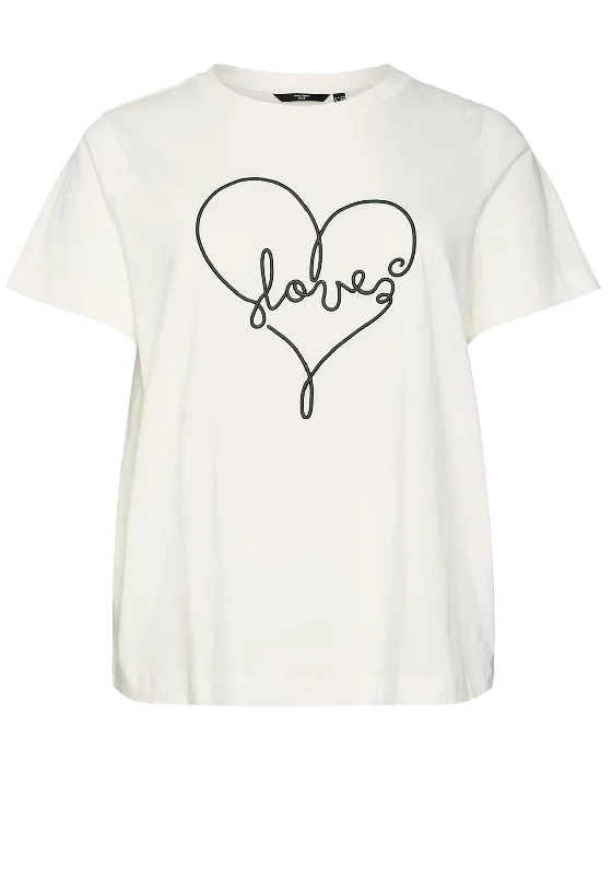 Vero Moda Curve Fea Cropped Graphic T Shirt, White