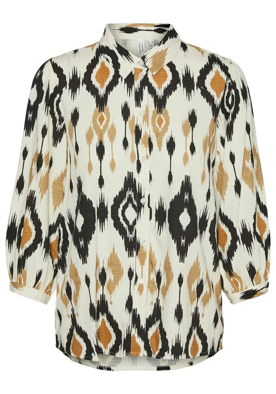 Vero Moda Millie Printed Cropped Sleeve Shirt, Birch