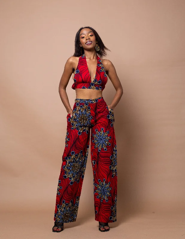 Almah Ankara Crop Top | Red African Print