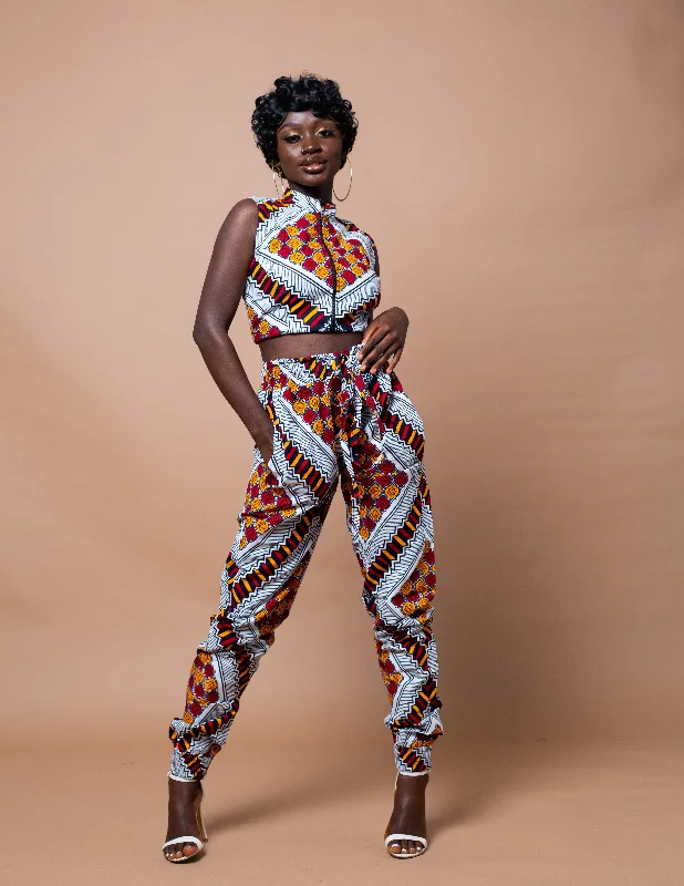 Ara Ankara Crop Top | White and Red African Print