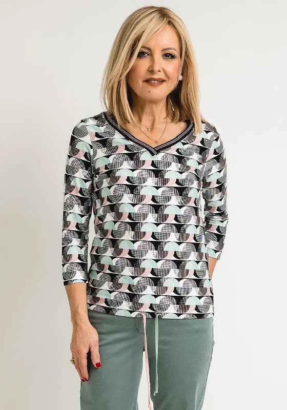 Bianca Emily V-Neck Geo Print Top, Multi-Coloured