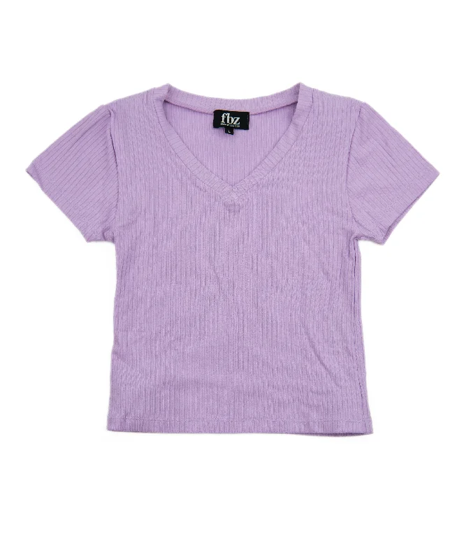 FBZ Girls Ribbed V-Neck Tee