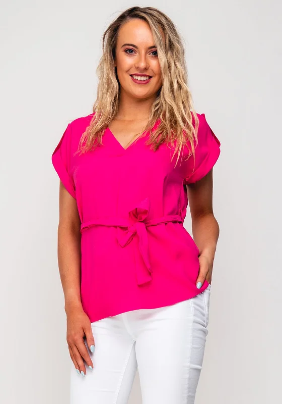 Seventy1 V-Neck Cap Sleeve Top, Pink