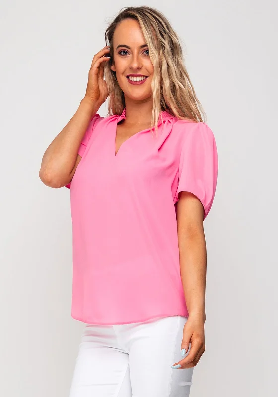 Seventy1 V-Neck Ruffle Collar Top, Pink