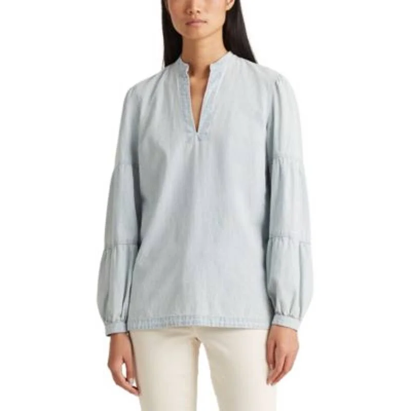 Lauren Ralph Lauren Women's Vintage Chambray Wash V-Neck Blouse