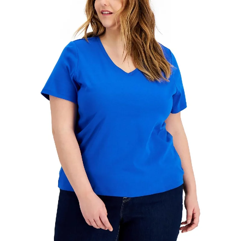 Plus Womens Cotton V-Neck T-Shirt