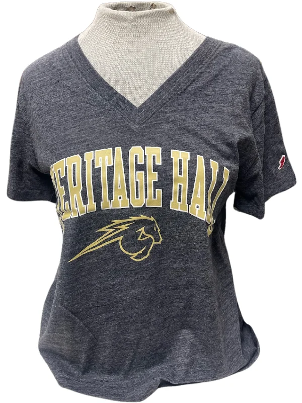 Women's v-neck t-shirt, navy, gold Heritage Hall